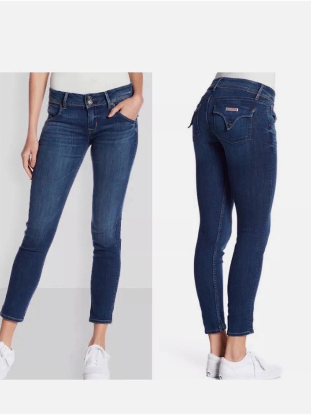 Hudson Jeans Women’s Collin Skinny Crop Mud Rise Jeans - Deep Blue Wash